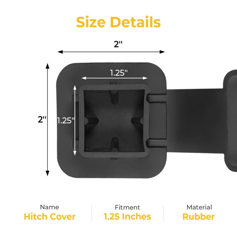 BougeRV 1 1/4 Inch (1.25 Inch) Trailer Hitch Cover Plug Insert Rubber Hitch Plug Fits 1.25 Inch Receivers for Subaru Jeep - Image 2
